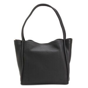 DIVINA FIRENZE NERO Made In Italy Leather Slouchy Tote With Tube Handles